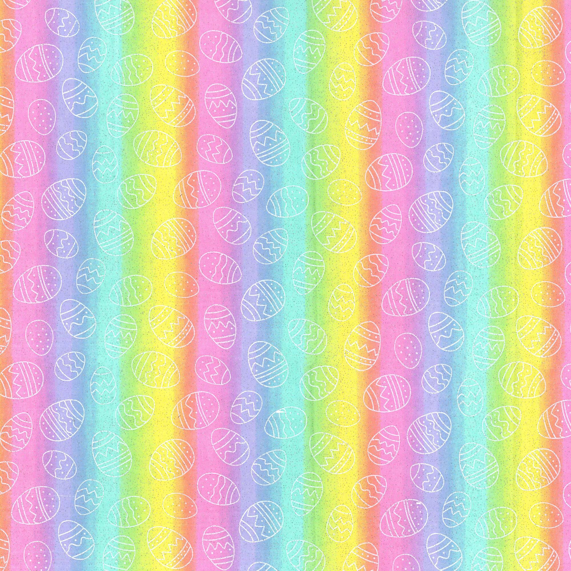 Fabric Traditions Easter Tie Dye Eggs Glitter Cotton Fabric